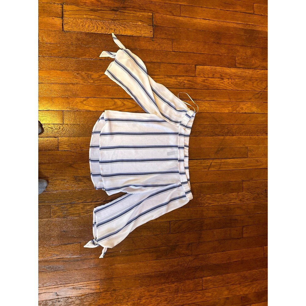 Design Lab - off the shoulder blue and white striped top - Y2K